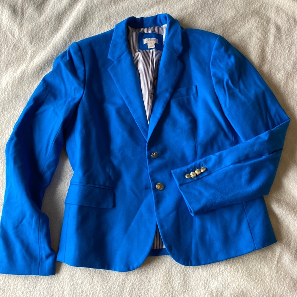 Blue J Crew Wool + Polyester Blazer